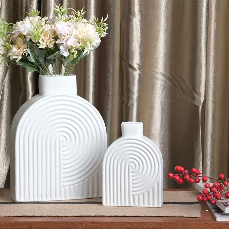 Geometric Vase Mold – Spiral Ribbed Arch Silicone Mold for Concrete