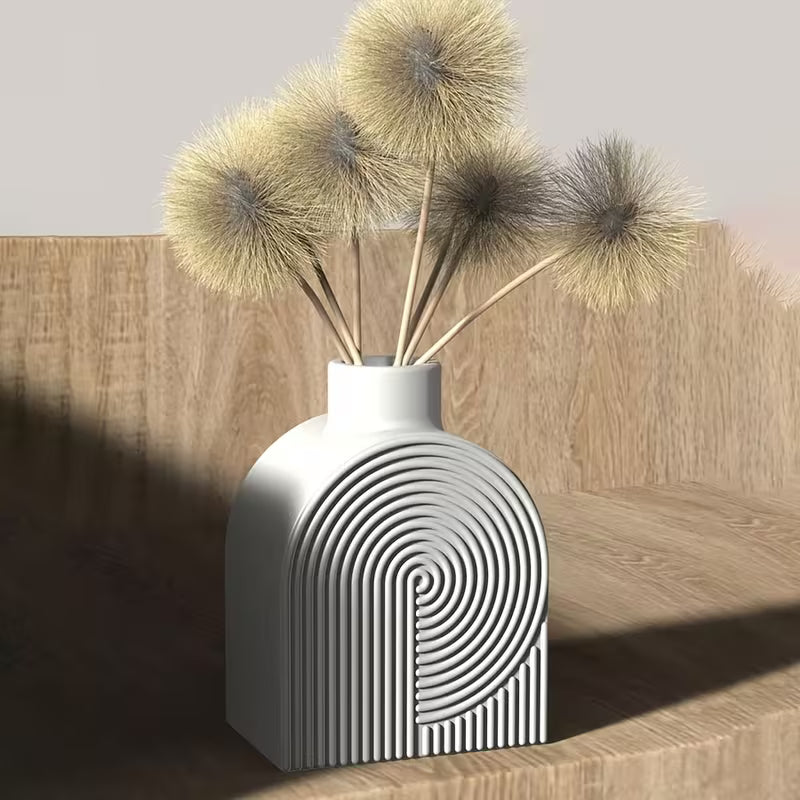 Geometric Vase Mold – Spiral Ribbed Arch Silicone Mold for Concrete