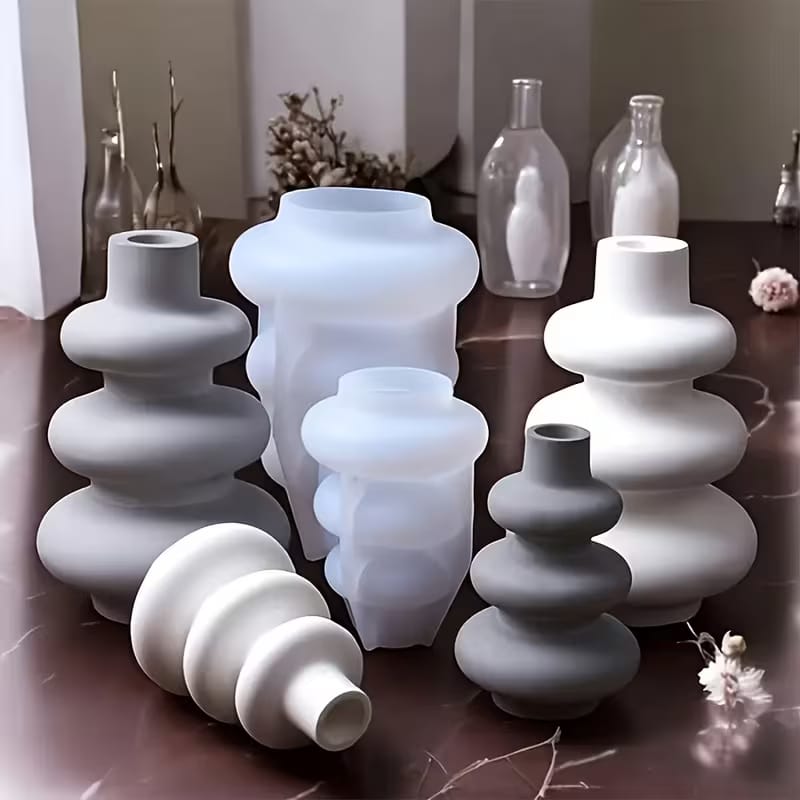 Spiral Vase Silicone Mold – Nordic Stacked Design for Concrete