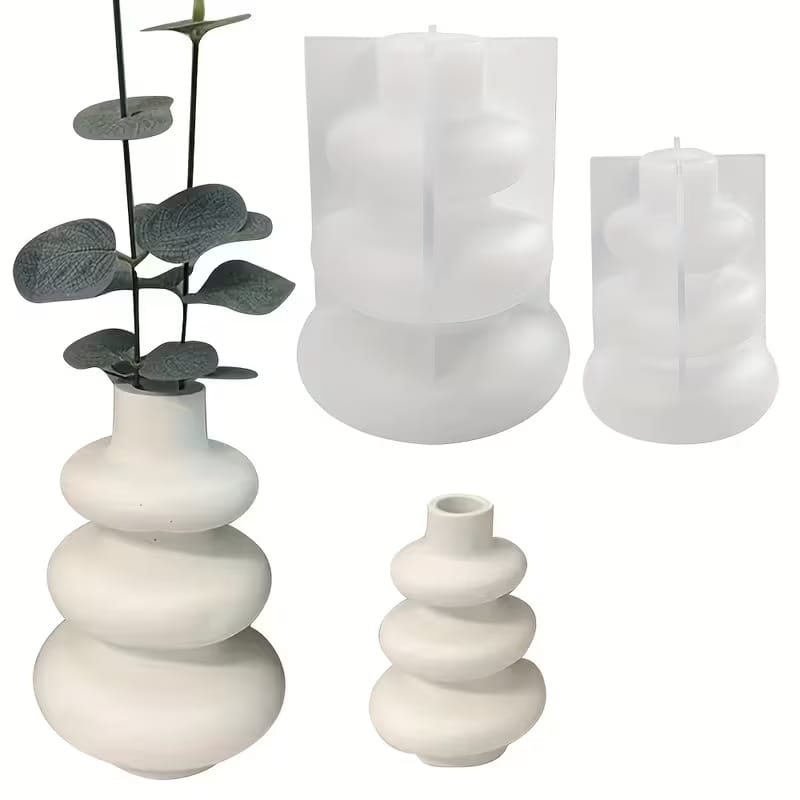 Spiral Vase Silicone Mold – Nordic Stacked Design for Concrete