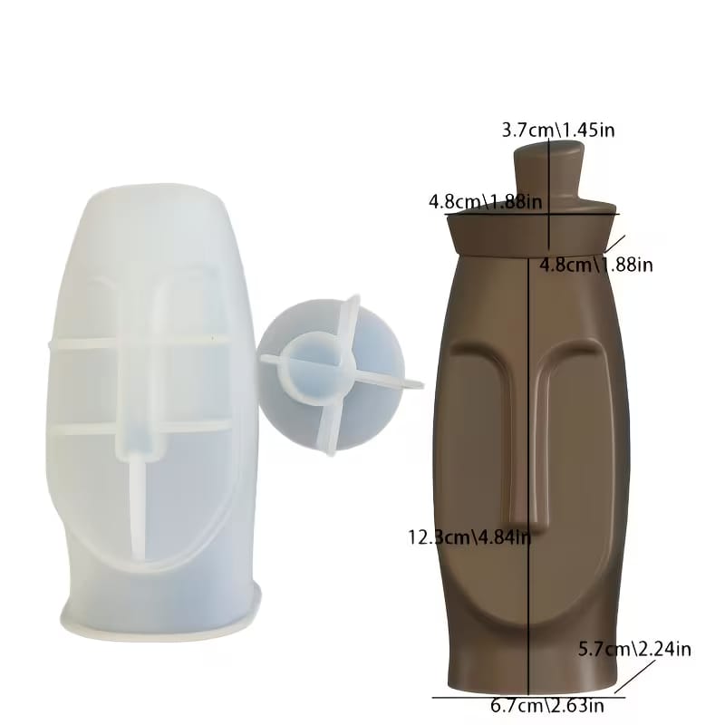 Abstract Face Vase/Jar Silicone Mold – Multipurpose Moai-Style Concrete