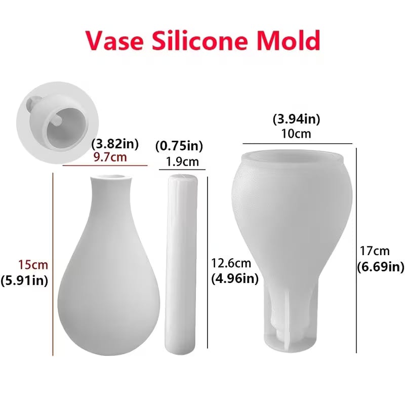 Fluted Vase Silicone Mold – Ribbed Bulb Shape for Concrete/Resin (17cm)