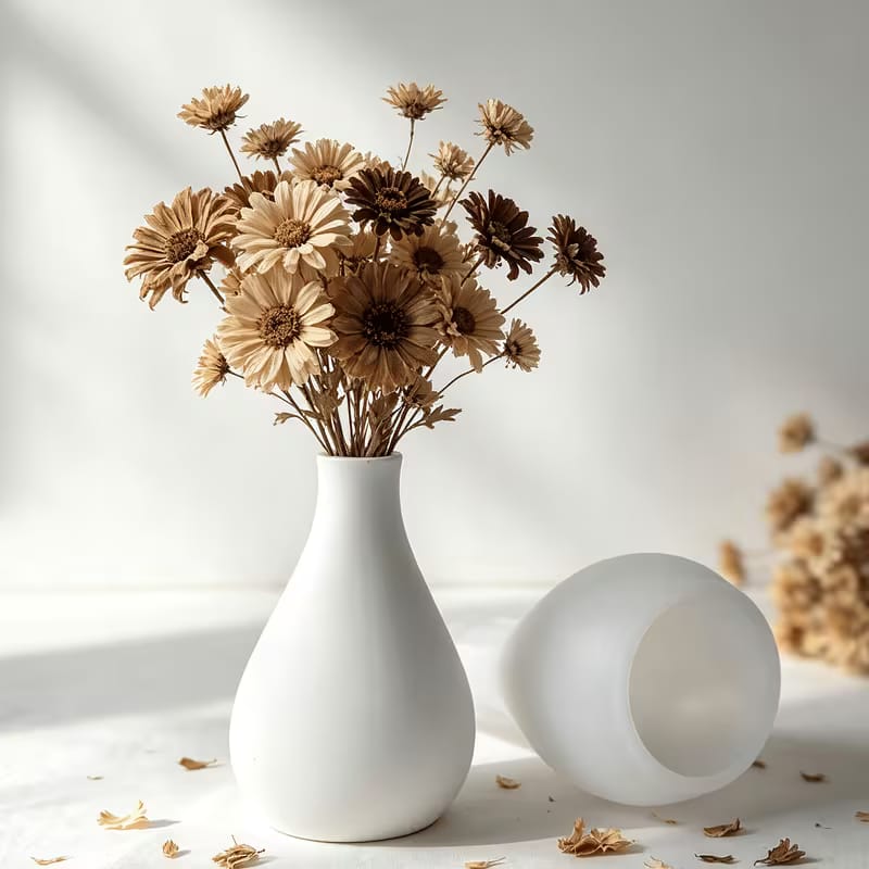 Fluted Vase Silicone Mold – Ribbed Bulb Shape for Concrete/Resin (17cm)