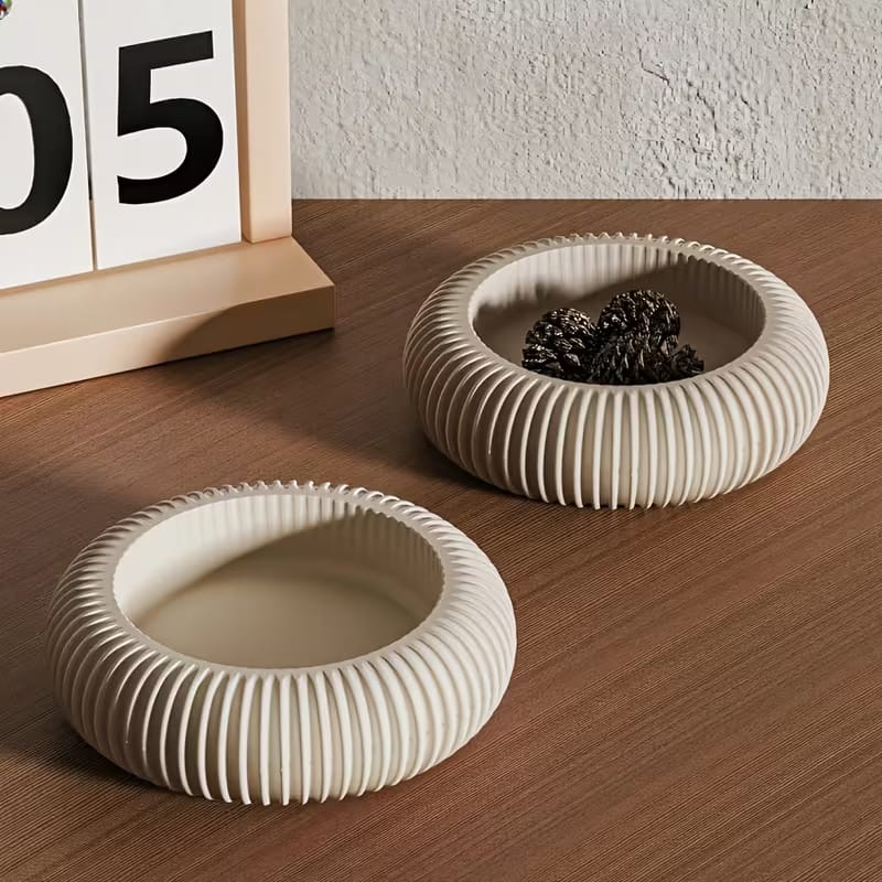 Ribbed Dome Bowl Silicone Mold - Striped Half Round Dish Mold