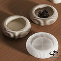 Ribbed Dome Bowl Silicone Mold - Striped Half Round Dish Mold