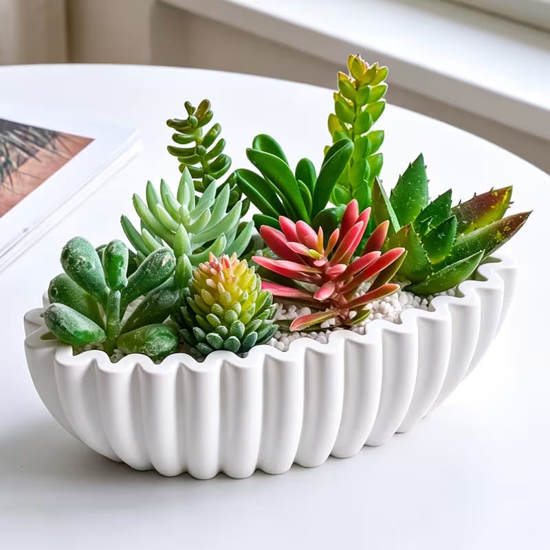 Large Oval Ribbed Bowl Silicone Mold - Long Tray & Centerpiece Mold
