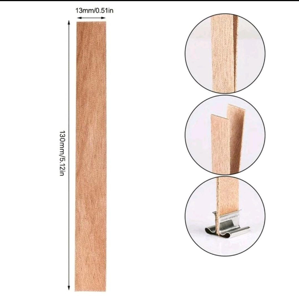 Wooden Candle Wicks with Metal Clip - Pack of 20