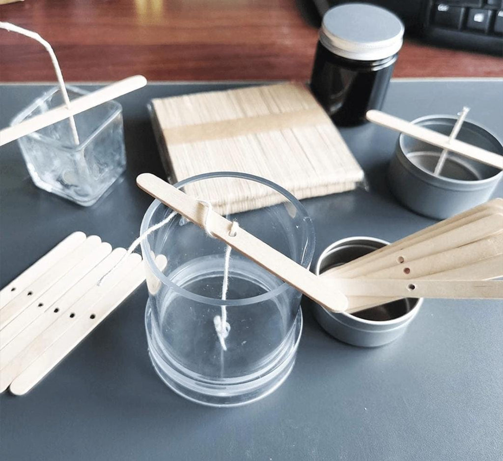 Wooden Candle Wick Holder Sticks with Center Hole - Wick Centering Stick