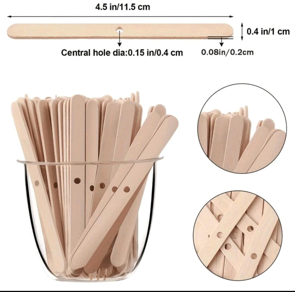 Wooden Candle Wick Holder Sticks with Center Hole - Wick Centering Stick