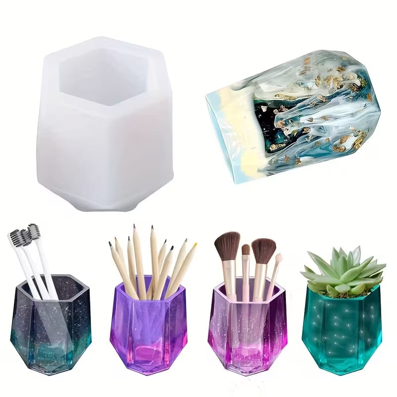 Hexagon Multipurpose Silicone Mold - Geometric Pen Holder, Vase & Candle Mold