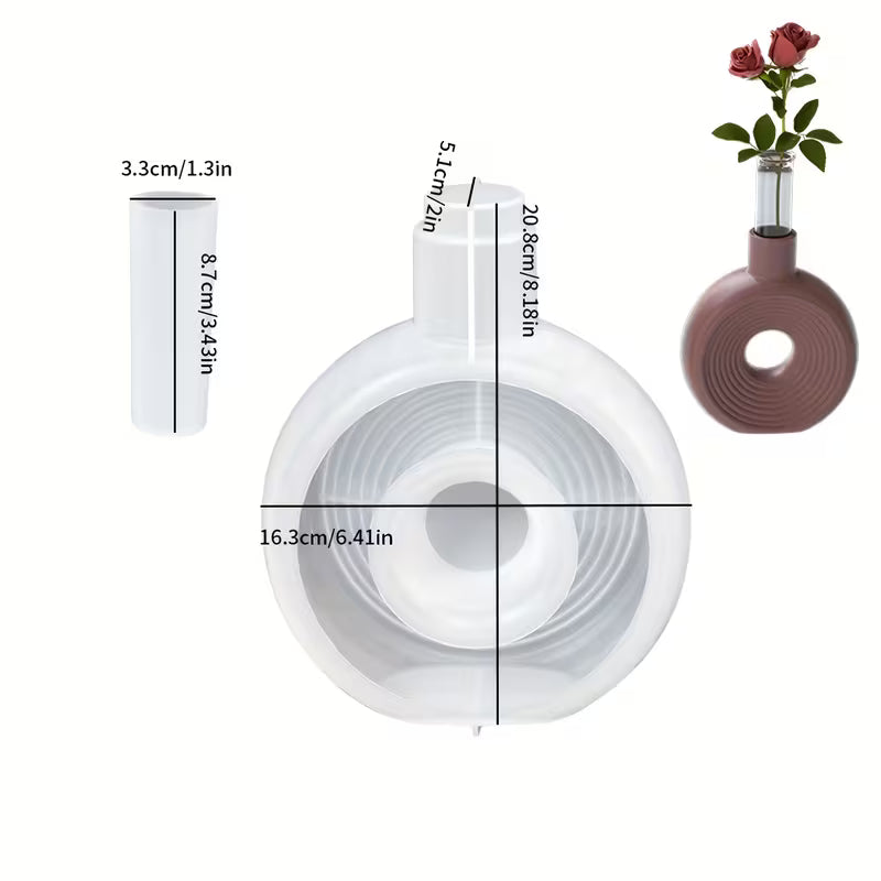 Large Donut Vase Mold – Ribbed Oval Silicone Mold for Resin & Concrete