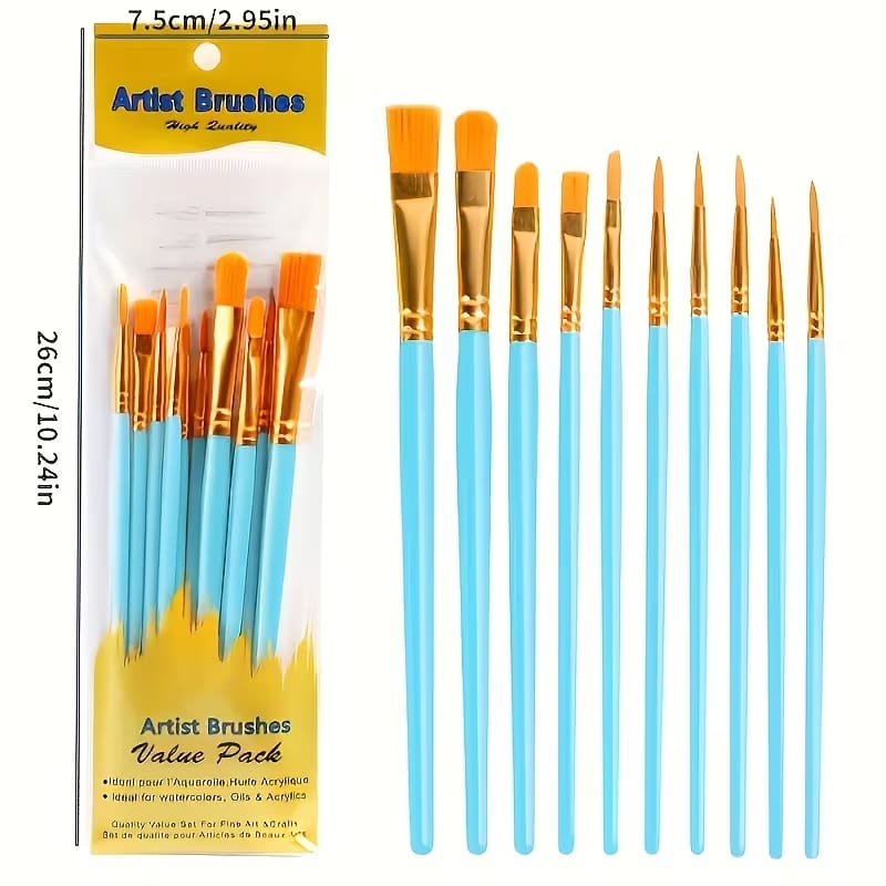 Artist Paint Brushes Value Pack - 10 Pieces Set