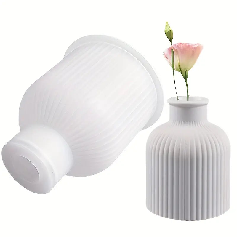 Striped Vase Mold - Ribbed Resin & Concrete Vase Silicone Mold | Moldghar