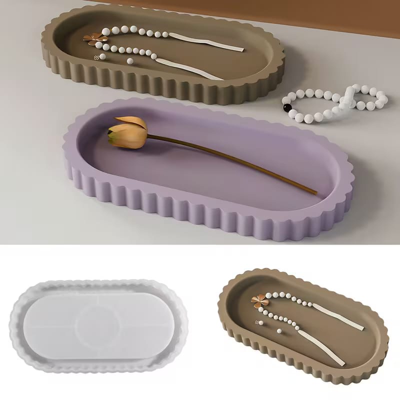 Ribbed Oval Tray Silicone Mold