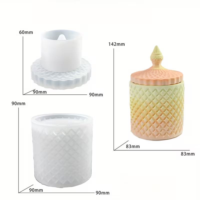 Roman Style Quilted Jar Silicone Mold