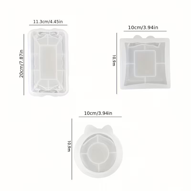 Bow Tray Silicone Mold - Rectangular Square & Round