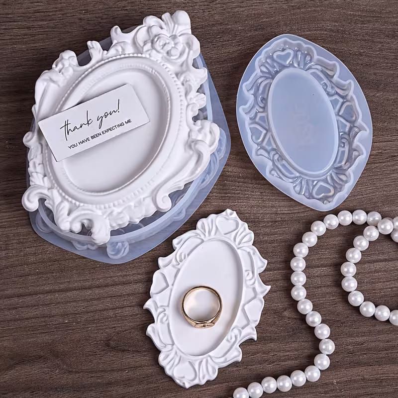 Vintage Ornate Tray & Mirror Frame Silicone Mold