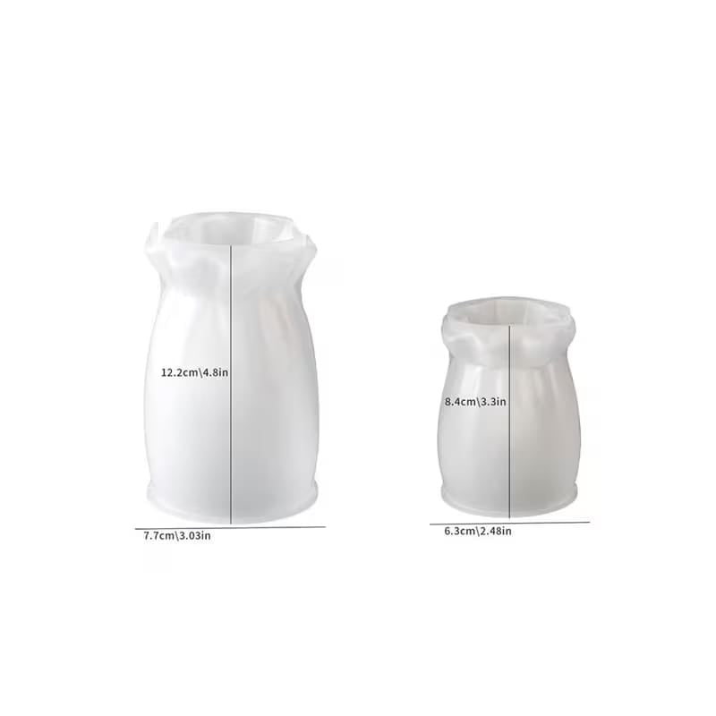 Wrinkled Cloth Bag Vase Silicone Mold – Ruffled Gathered Neck Design