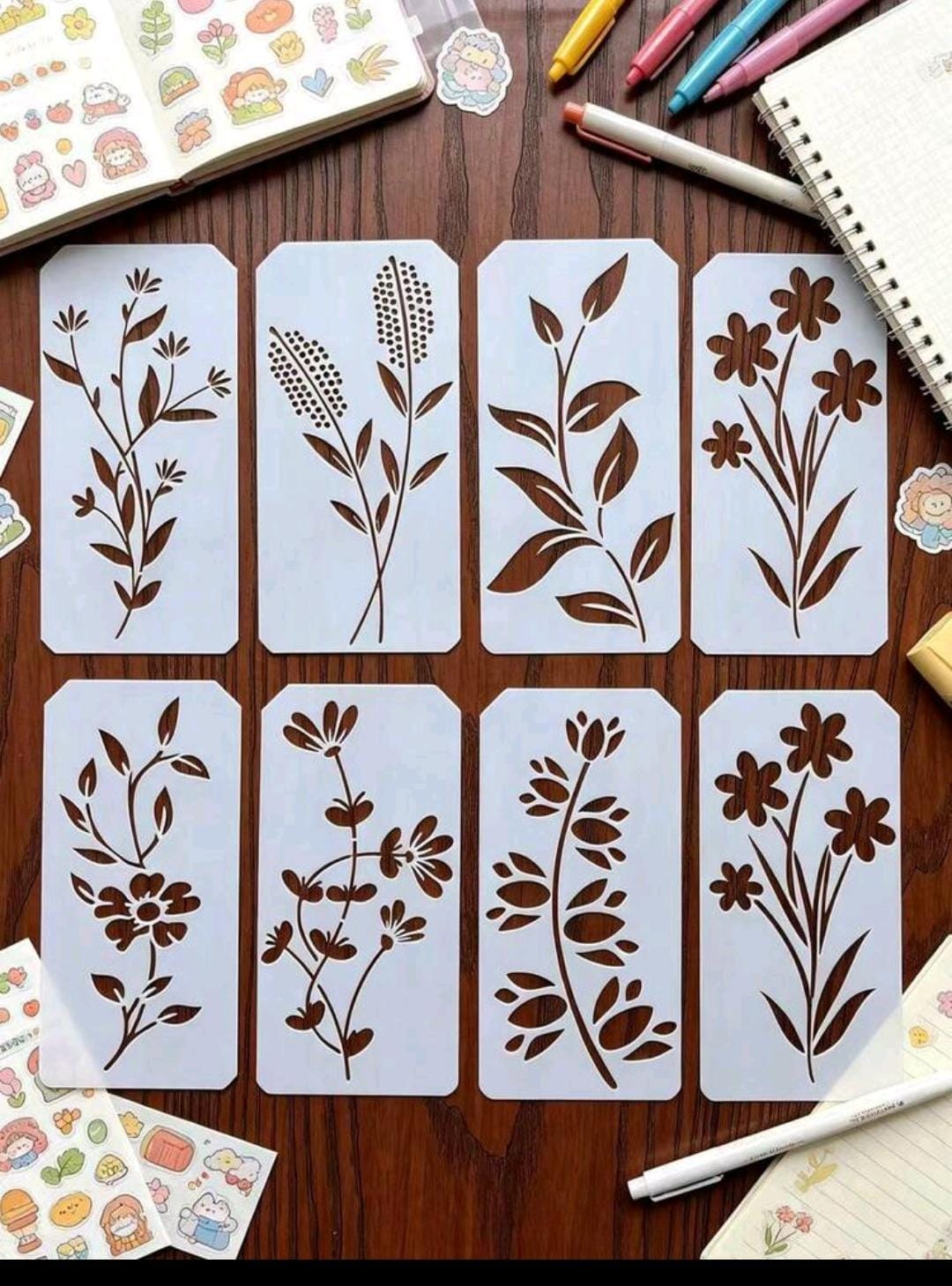 Random Floral Stencil Sheet - Botanical Craft Template