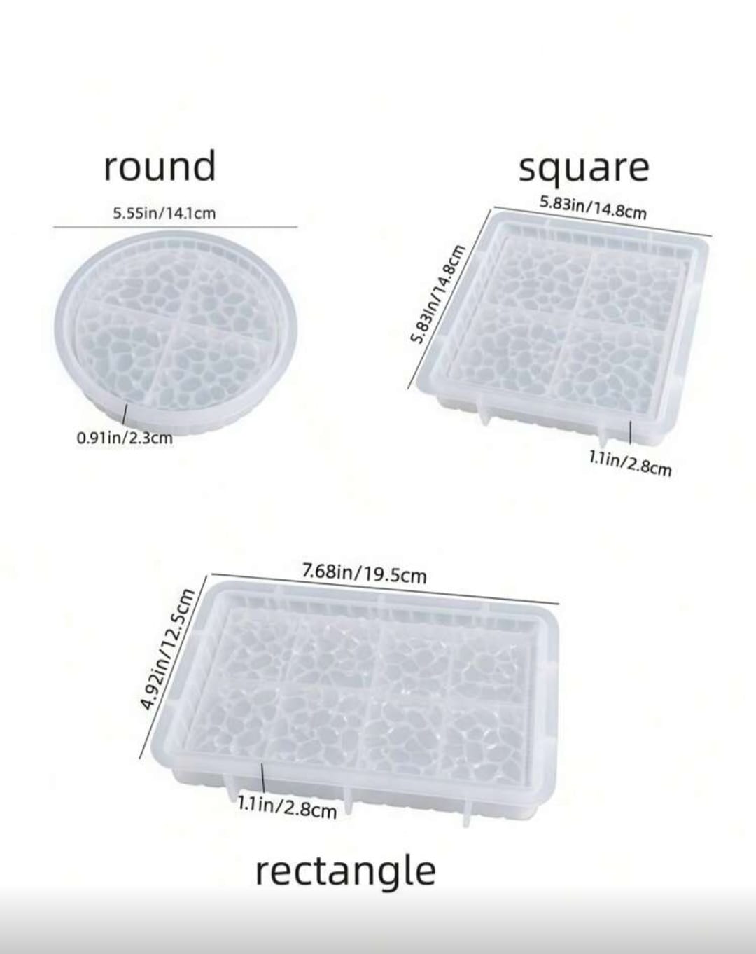 Stone Texture Tray Silicone Mold – Cracked Pebble Design (Round/Square/Rectangle)