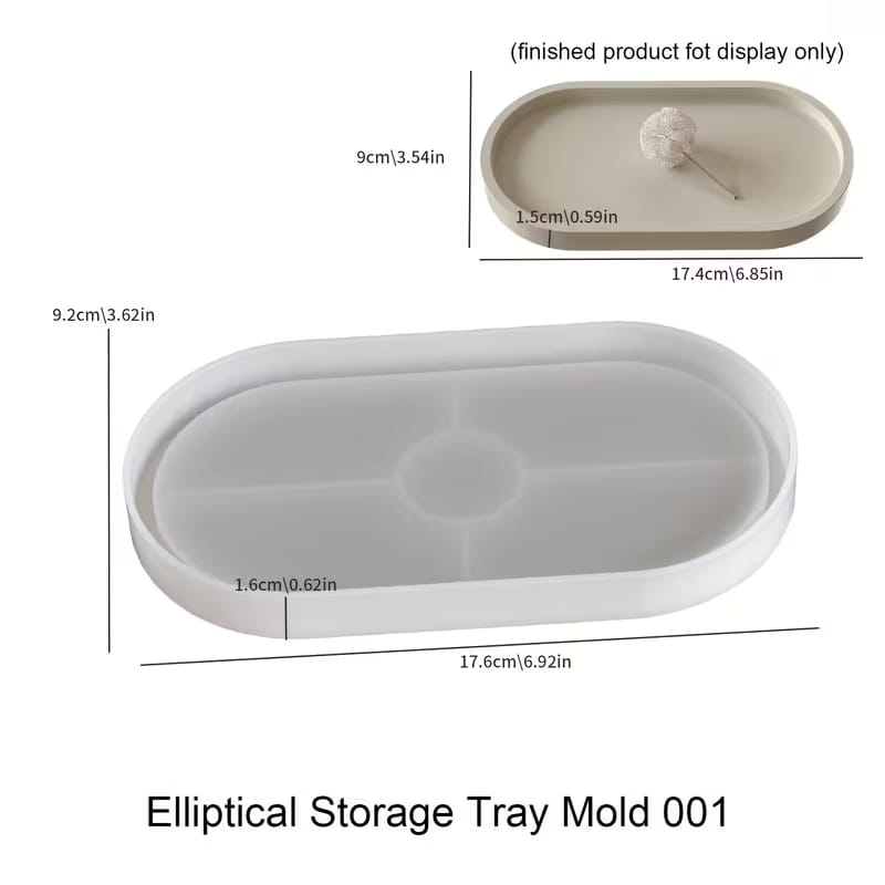Elliptical Oval Storage Tray Silicone Mold