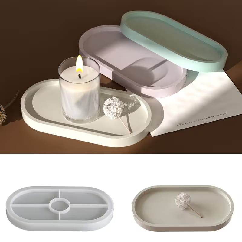 Elliptical Oval Storage Tray Silicone Mold