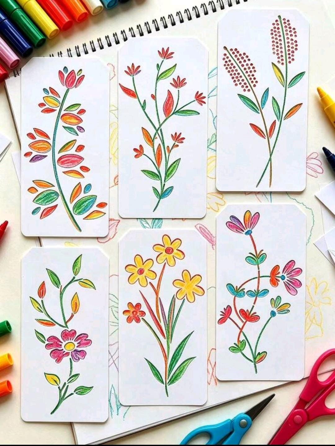Random Floral Stencil Sheet - Botanical Craft Template
