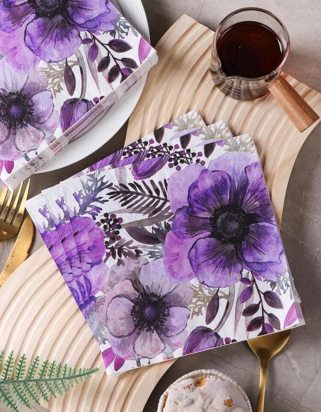 Purple Floral Decoupage Napkins - 20pc Pack | Moldghar