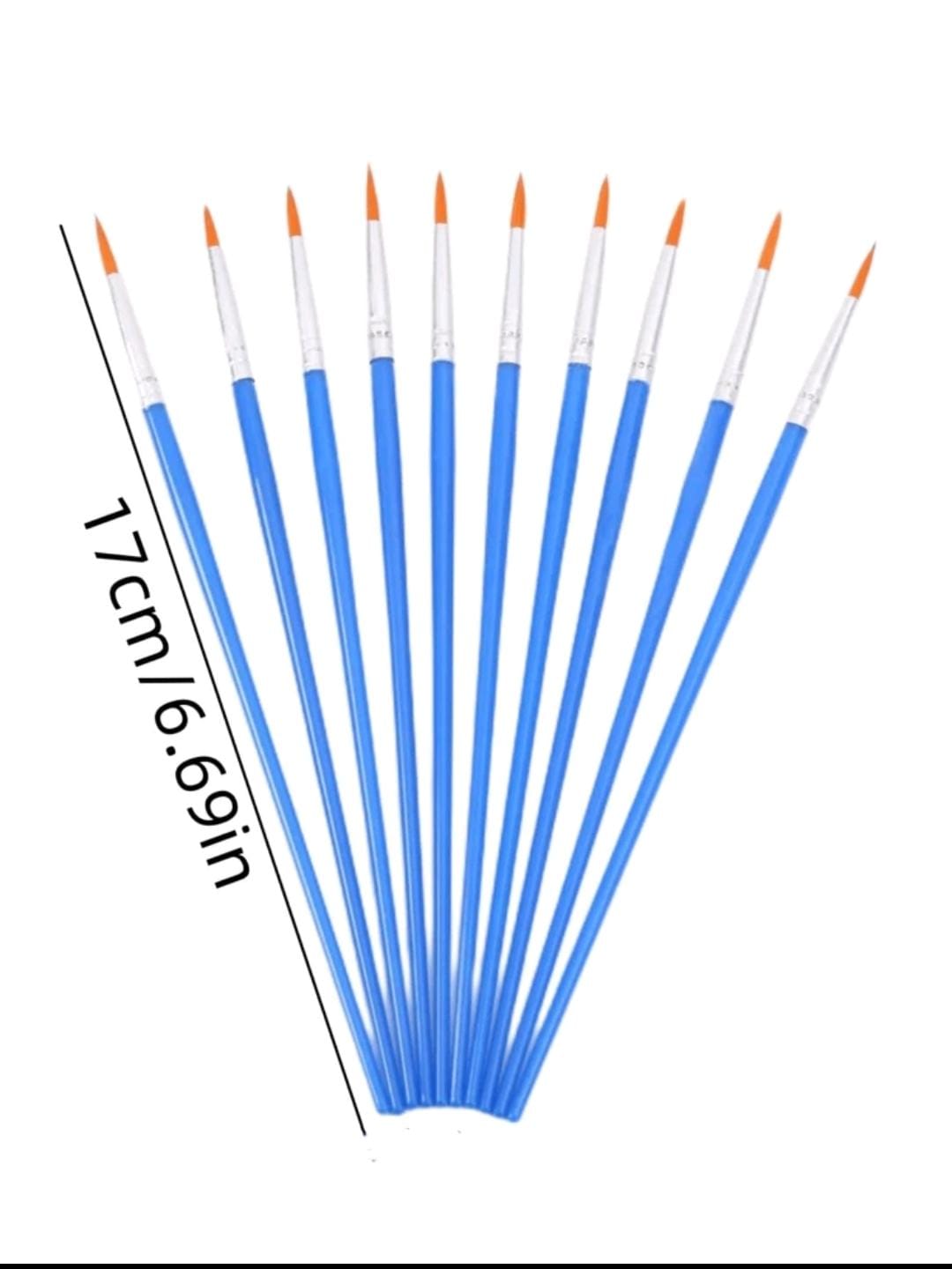 Pointed Tip Detail Paint Brushes - 10 Pack