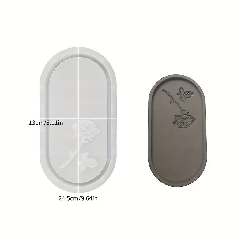 3D Oval Rose Tray Silicone Mold