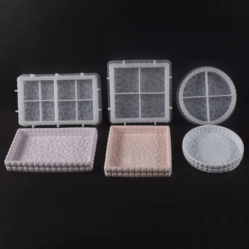 Stone Texture Tray Silicone Mold – Cracked Pebble Design (Round/Square/Rectangle)